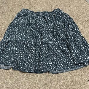 Romwe Ruffle Blue Floral Skirt